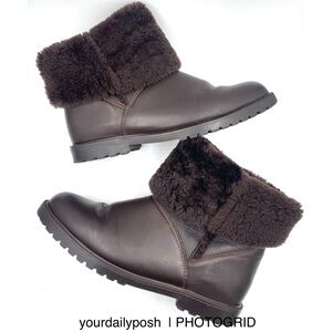 Brown leather La Canadienne shearling-lined winter boots UNMARKED US women’s 8